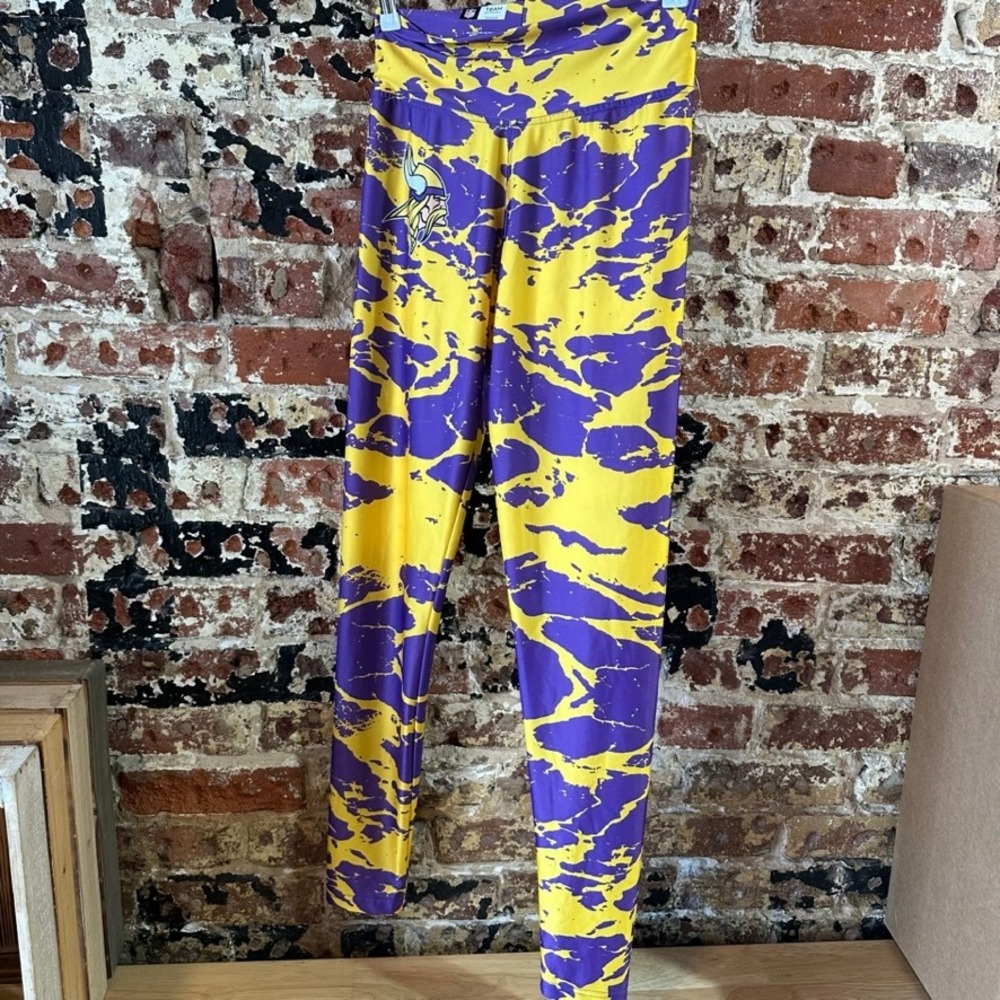NFL Team Apparel Minnesota Vikings Leggings Yellow Purple Womens Large